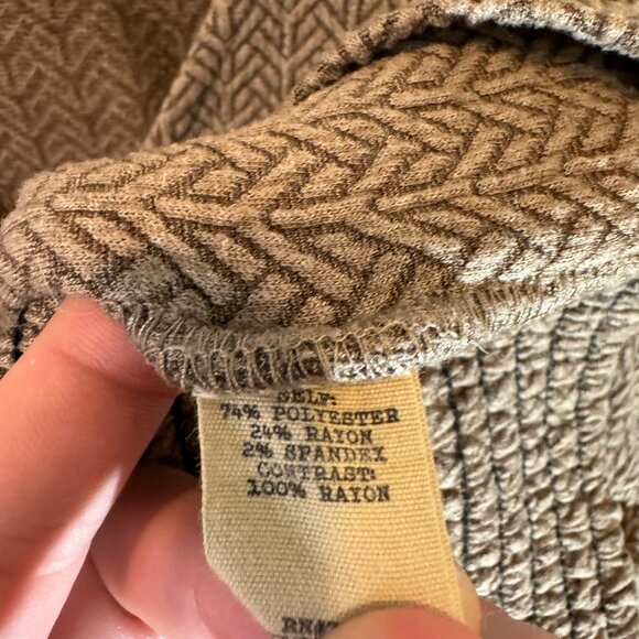 Buckle Gimmicks Textured Lace-Up Balloon Sleeve Top in MultiBrown Womens MD Boho - Picture 8 of 12